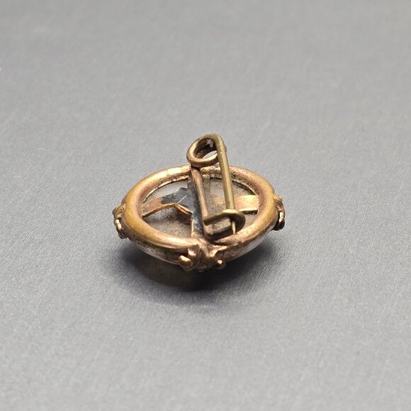 Antique Victorian Venetian Glass Flower Brooch .75" Gold Speckled 2.46g Antique - Picture 4 of 7